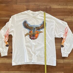 Harley-Davidson White Long Sleeve Tee with Eagle and Flame Artwork